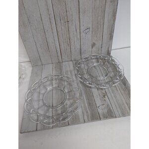 Set of 2 Vintage Imperial Glass Crocheted Crystal Clear 8 1/2" Plates